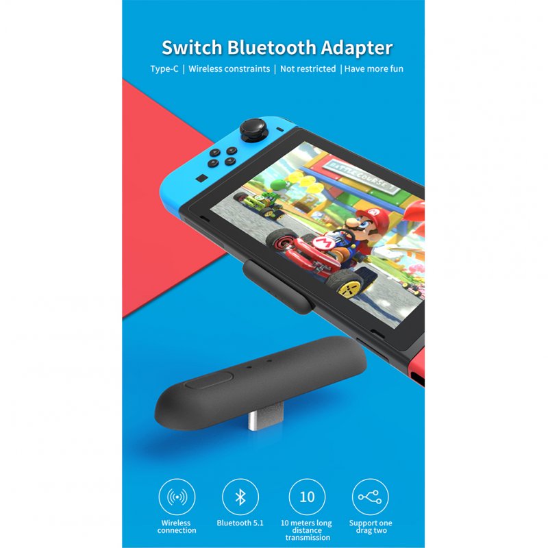 Game Consoles 5.1 Bluetooth-compatible Audio Transmitter Adapter Connect Wireless Headset Compatible For Nintendo Switch black