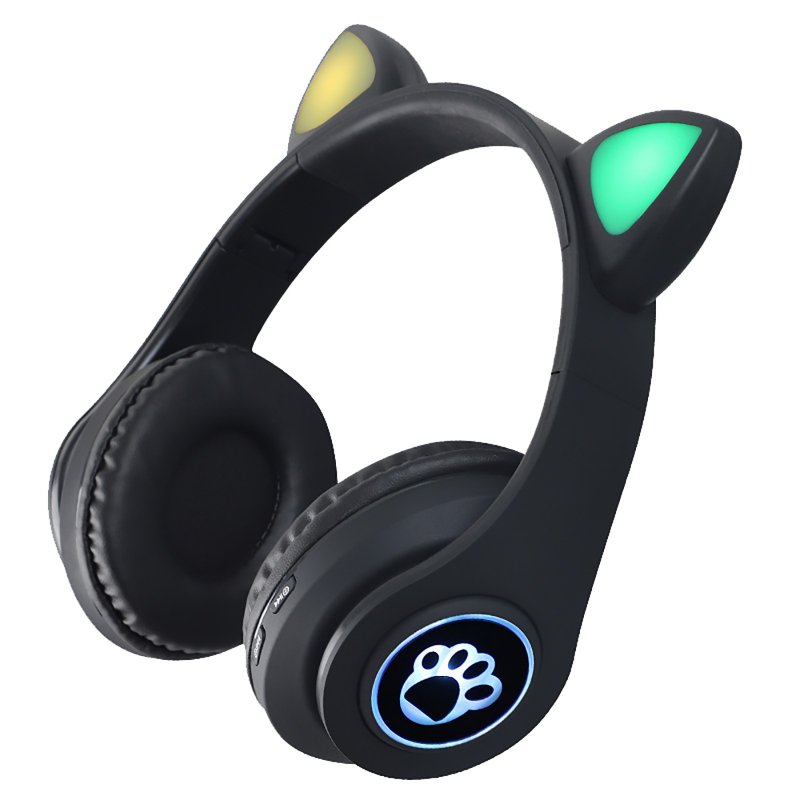 Gaming Earphones B39 Cat Ear Wireless 5.0 Luminous Noise Gaming Headset Bluetooth-compatible Headphones Black