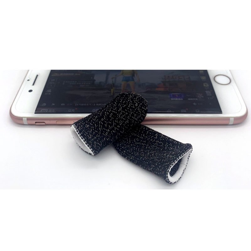 Gaming Finger Sleeve Touchscreen Finger Gloves Conductive Fiber Cap Anti-Sweat Breathable Touch and Sensitive for Mobile Phone Games  Black+white