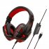 Gaming Headphone USB5 1 stereo game light headset Folding Headset for Gamer Black red