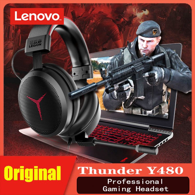 Gaming  Headset 7.1 E-sports Gaming Headset Wired Mic Detachable For Lenovo Savior Y480 Black
