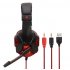 Gaming Headset Head mounted Luminous 3 5mm Lightweight Headphone Black red