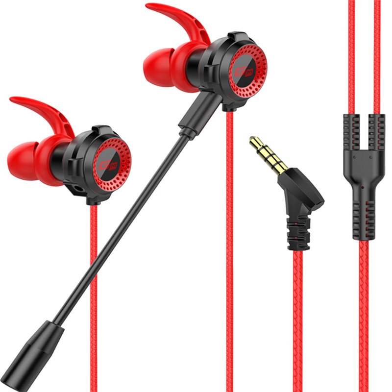 Gaming Headset Wired Earphone Headphone With Microphone In-Ear Stereo Noise Cancelling Earphone Black red