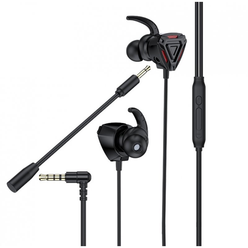 Gaming  Headset With Microphone Pluggable In-ear Mobile Phone Computer Wired Headset Black silver