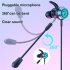 Gaming Headset with Dual Controllable Microphone Digital Decoding In ear Gamer Earphone with Rgb Light Silver Gray