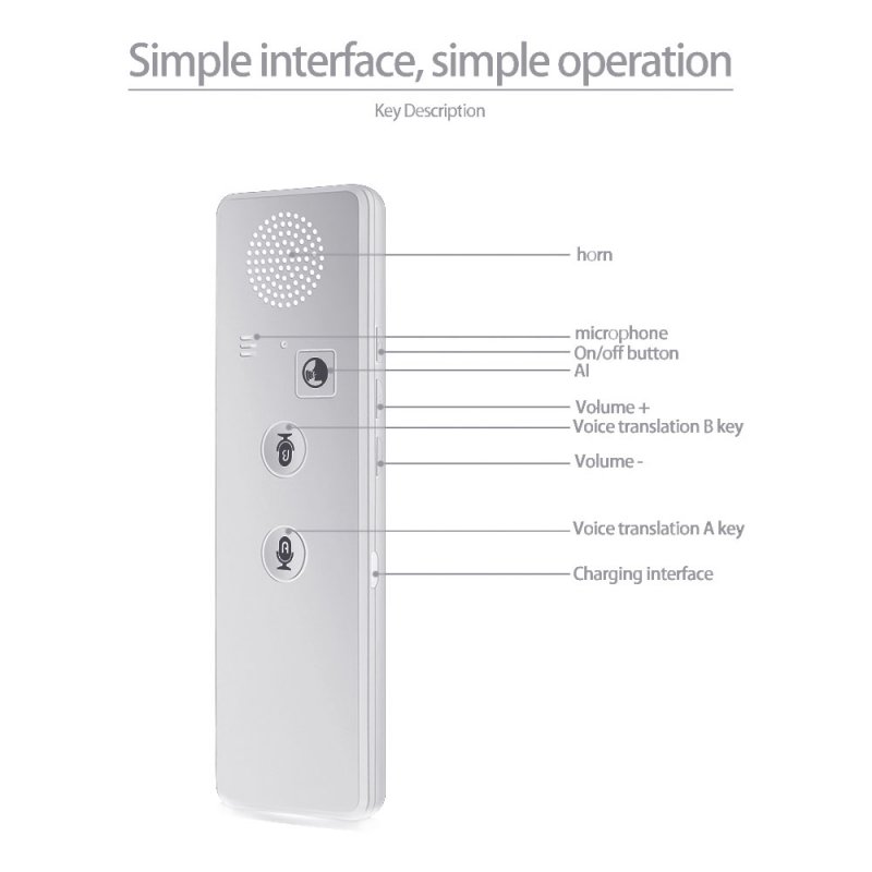 T3 Portable Real-Time Intelligent Voice Translator Interactive Multilingual Bluetooth Voice Text Translator 