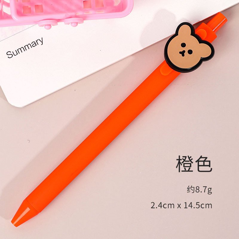 Gel Pen Press Style Cartoon Ballpoint Pen for School Writing Stationery Orange_0.5mm