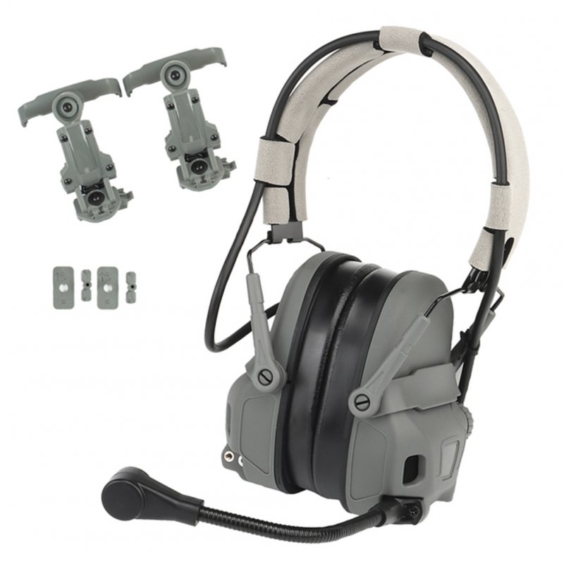 Gen 6 Communication Headset Head Mounted Noise Reduction Headset Silicone Earmuffs (no Pickup) grey