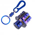 General Cnc Modified Burnt Titanium Key  Head  +  Key  Chain  Set Accessories Plum blossom key head + titanium blue keychain
