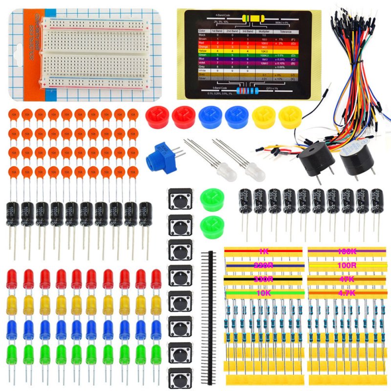 General  Starter  Kit 400-hole Breadboard Capacitor Jumper Wires Electric Replacement Accessories Color mixing