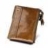 Genuine Cowhide Leather Men Wallets Double Zipper Short Purse Coin Pockets Anti RFID Card Holders