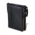 Genuine Cowhide Leather Men Wallets Double Zipper Short Purse Coin Pockets Anti RFID Card Holders Black
