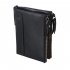 Genuine Cowhide Leather Men Wallets Double Zipper Short Purse Coin Pockets Anti RFID Card Holders Black