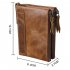 Genuine Cowhide Leather Men Wallets Double Zipper Short Purse Coin Pockets Anti RFID Card Holders coffee