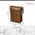 Genuine Cowhide Leather Men Wallets Double Zipper Short Purse Coin Pockets Anti RFID Card Holders coffee