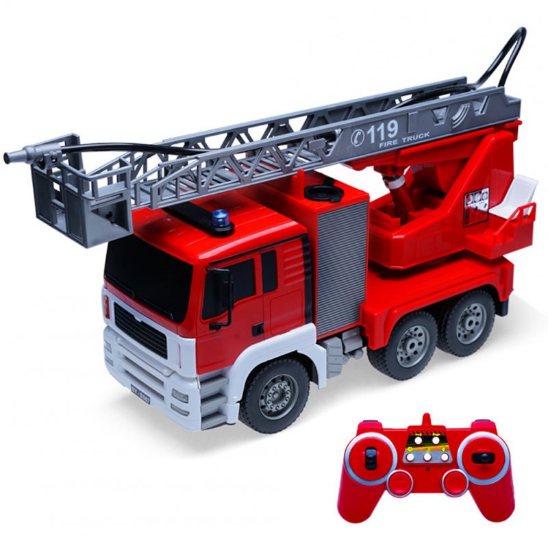 E567 Remote  Control  Fire  Truck Toy Simulated Water Spray Function Lift Ladder Rechargeable Engineering Vehicle Model for Boy Children 
