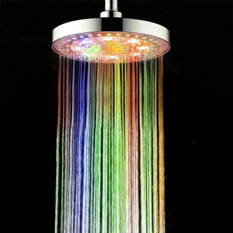 8inches Color Changing Shower  Head Bathroom Rain Top Showerhead 