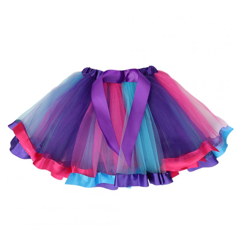 Girl Baby Cute Colorful Rainbow Mesh Princess Skirt for Holiday Party  Dark purple_M
