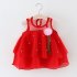 Girl Breathable Chiffon Sleeveless Princess Dress red 90cm