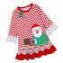 Girl Cotton Dress Santa Pattern Christmas Loose Cute Dress Round Neck Breathable A line Skirt For 0 6 Years Girls red 9 12M 80cm