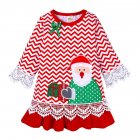 Girl Cotton Dress Santa Pattern Christmas Loose Cute Dress Round Neck Breathable A-line Skirt For 0-6 Years Girls red 1-2Y 90cm