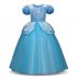 Girl Delicate Lace Long Dress Elegant Lovely Fluffy Princess Dress for Halloween Show blue 140cm
