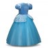 Girl Delicate Lace Long Dress Elegant Lovely Fluffy Princess Dress for Halloween Show blue 150cm