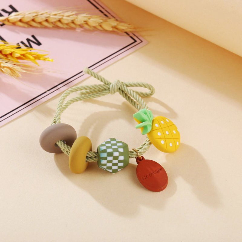Girl Hair Rope Colorful Fruit Cute Elastic Rubber Band Ponytail Headwear Headdress pineapple