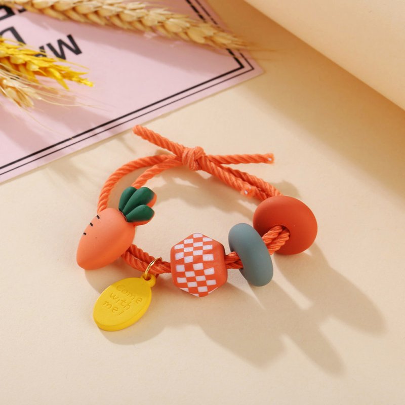 Girl Hair Rope Colorful Fruit Cute Elastic Rubber Band Ponytail Headwear Headdress radish