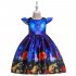 Girl Kids Full Dress Princess Style Stage Costume for Halloween Christmas Formal Dress  WS003 blue 120cm