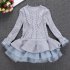 Girl Knitted Long Sleeve Sweater Dress Princess Style Organza Skirt Kids Outfits Birthday Christmas Gift