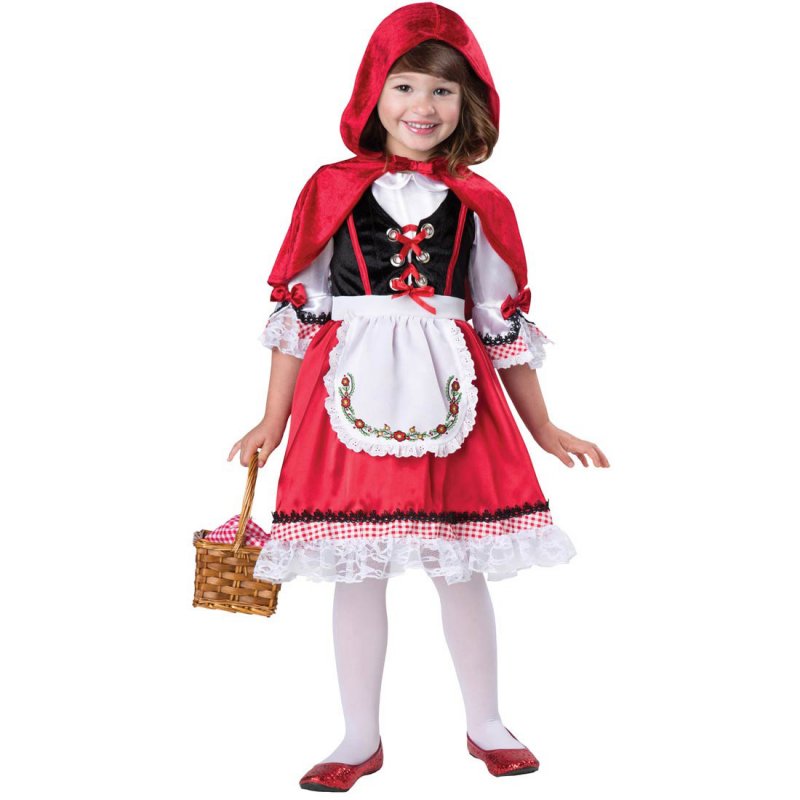 Girl Oktoberfest Lace Panel Dress Halloween Little Red Riding Hood Cosplay Costume red_S