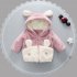Girl Thickened Stitching Cute Cartoon Zipper Soft Plush Coats Jacket  Pink 130 yards