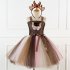 Girls Dress Christmas Cartoon Net Yarn Dress   Headdress  for 4 12 Years Old Kids HH5085