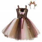 Girls Dress Christmas Cartoon Net Yarn Dress   Headdress  for 4 12 Years Old Kids HH5085