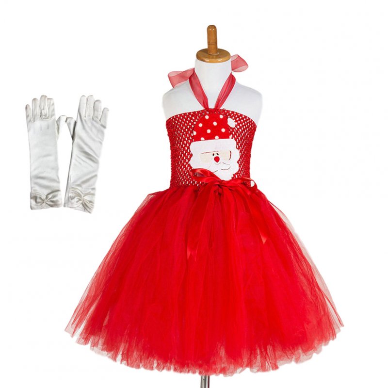 Girls Dress Christmas Cartoon Skirt + Gloves for 4-9 Years Old Kids 92902
