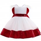 Girls Dress Christmas Sleeveless Bowknot Net Yarn Dress for 3 6 Years Old Kids red 120cm