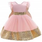 Girls Dress Christmas Sleeveless Bowknot Net Yarn Dress for 3 6 Years Old Kids Pink 100cm