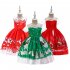 Girls Dress Christmas Short sleeve Printed Satin Dress for 3 9 Years Old Kids SD045K red 110cm