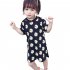 Girls Dress Cotton Daisy Short Sleeve T shirt Dress for 2 6 Years Old Kids black 110cm