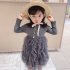 Girls Dress Knitted Long sleeve Fluffy Yarn Cake Dress for 1 6 Years Old Kids grey 100cm