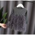 Girls Dress Knitted Long sleeve Fluffy Yarn Cake Dress for 1 6 Years Old Kids grey 110cm