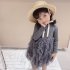 Girls Dress Knitted Long sleeve Fluffy Yarn Cake Dress for 1 6 Years Old Kids grey 110cm