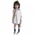 Girls Dress Mid length Solid Color Casual Short sleeved Dress for 3 6 Years Old Kids white 110cm