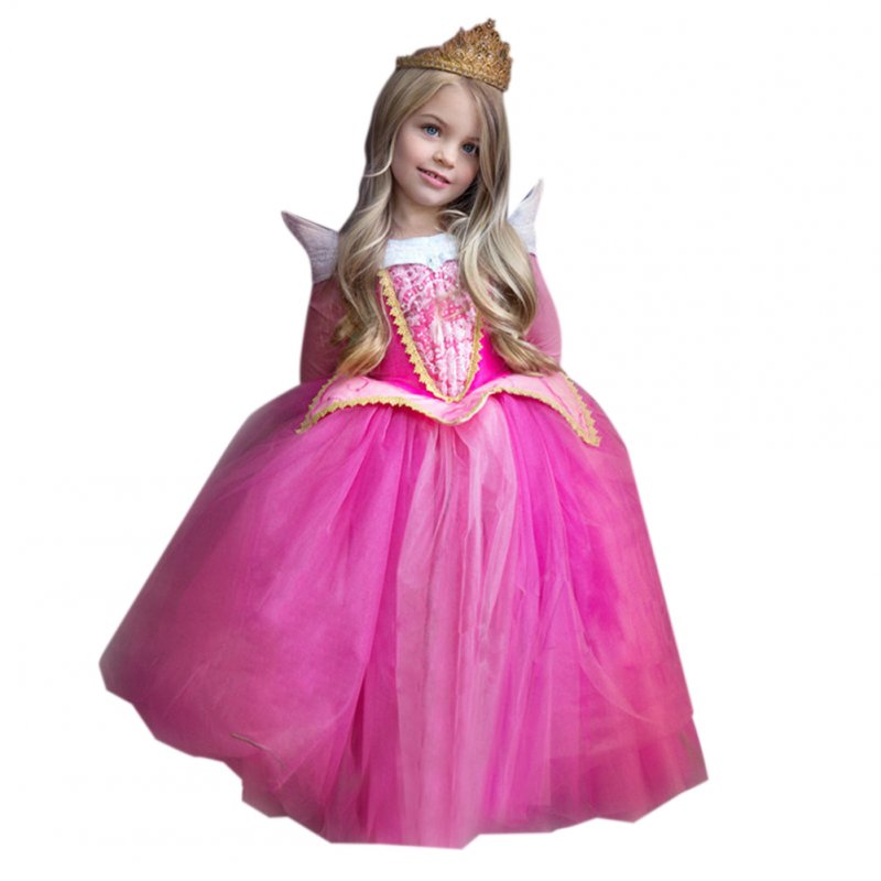 Girls Halloween Christmas Princess Dress Cosplay Dress Performance Clothes Set Pink_110cm