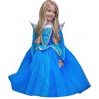Girls Halloween Christmas Princess Dress Cosplay Dress Performance Clothes Set Light blue 110cm