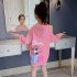 Girls Hoodie Cotton Long sleeved Hooded Cartoon Pattern Sweatshirt Mid length Clothes pink 5 6Y 120cm