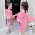 Girls Hoodie Cotton Long sleeved Hooded Cartoon Pattern Sweatshirt Mid length Clothes pink 5 6Y 120cm