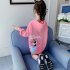 Girls Hoodie Cotton Long sleeved Hooded Cartoon Pattern Sweatshirt Mid length Clothes pink 5 6Y 120cm