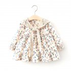 Girls Long Sleeves Dress Elegant Cute Floral Printing Cotton Princess Dress For 0-4 Years Old Children Purple HEIGHT:80CM